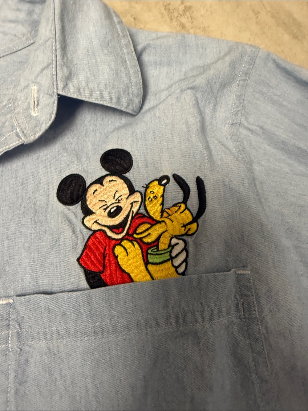 Vintage Mickey Mouse shirt button up embroidered Mickey and Pluto